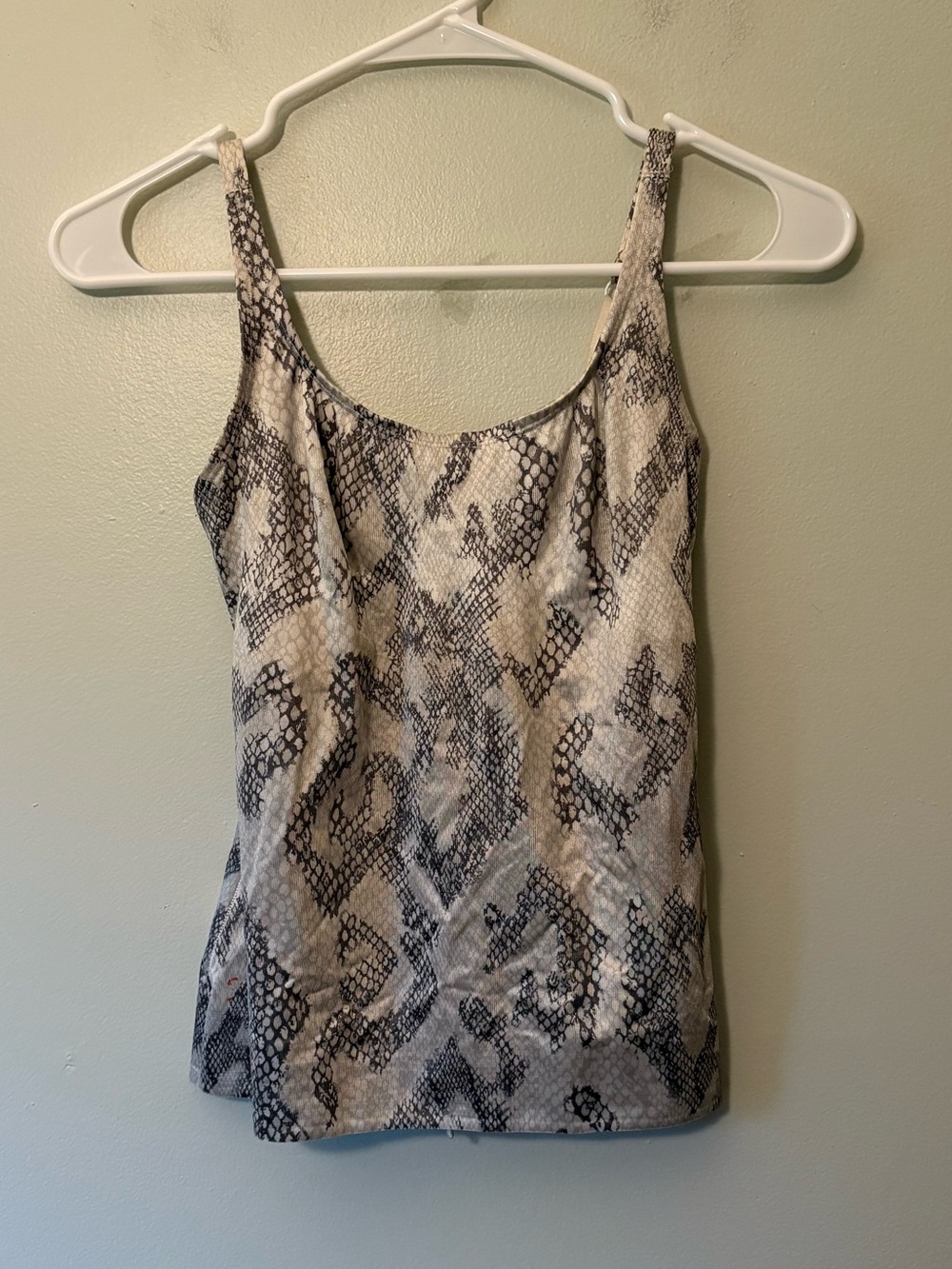 Ruby Ribbon Snakeskin Print Shaping Slip Tank Top - Black and Cream, Size 32